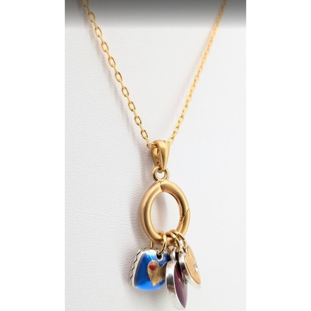 Brighton One Heart Necklace JM7687 Gold Silver Blue Red Enamel Crystal 16-19in - Picture 8 of 14